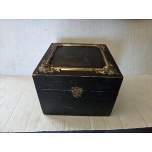 Victorian Wooden Collar Box Brass Accents Closure